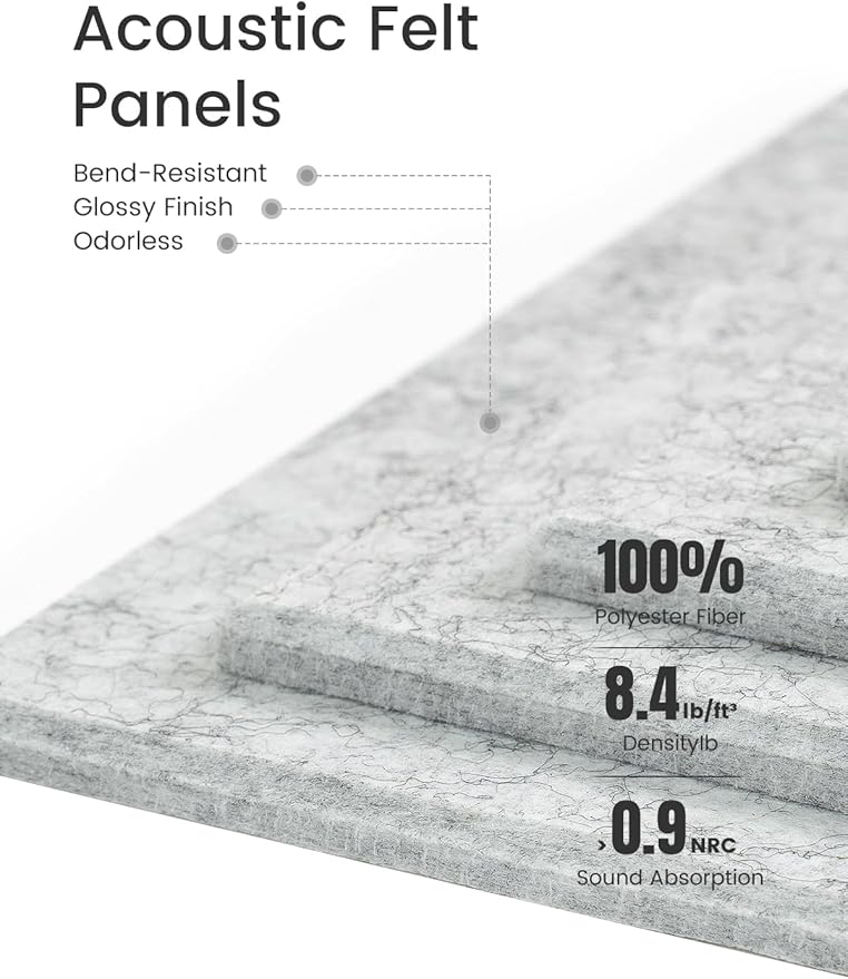 Bumusty Large Cork Board 47"x35" Alternative - 12 Pack Felt Wall Tiles with 70 Safe Removable Adhesive Tabs, 30 Pushpins, Cork Boards for Walls Pin Board Bulletin Board Office Decor (Marble Gray)