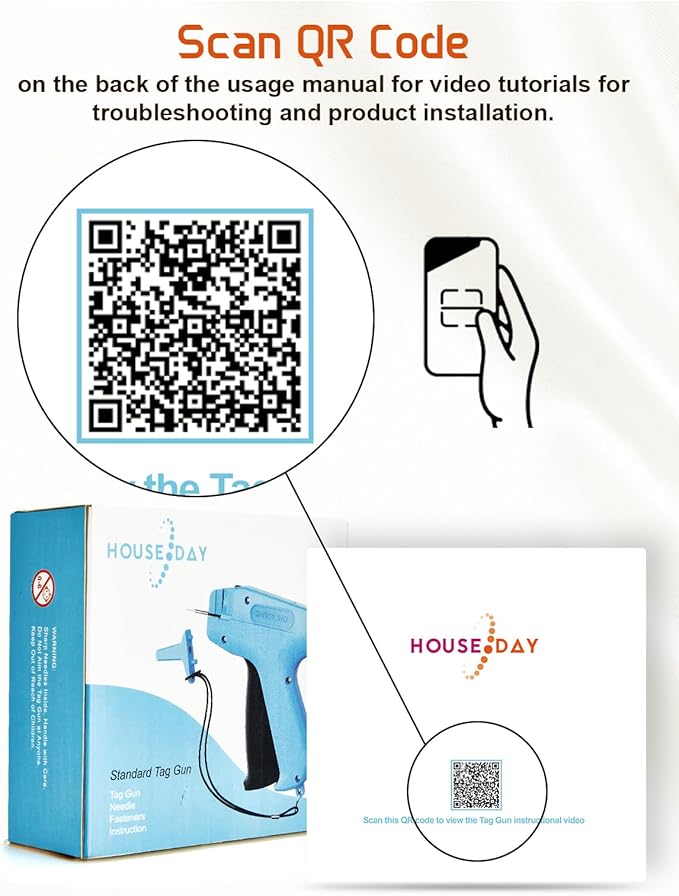 HOUSE DAY Tagging Gun for Clothing, Retail Tag Gun for Clothes, Not for Stitch, Price Tag Attacher Gun with 6 Needles, 1000pcs 2" Barbs Fasteners for Store, Garage, Yard Sale