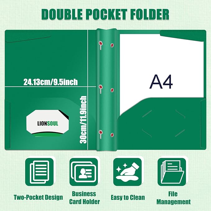 Pastel Plastic File Folders with Pockets and Prongs, 7 Pack, A4 Letter Size, Heavy Duty Waterproof Office Folders with Clear Front Cover for School, Home, and Office (Multicolor)