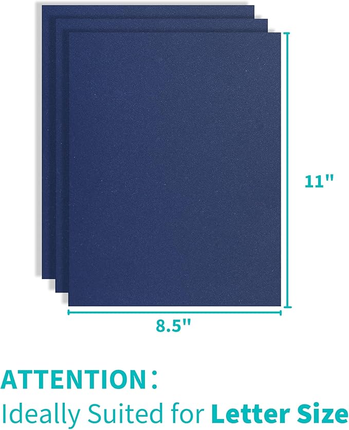 Binditek 25 Pack 16 Mil Sand-Textured Polycover, Heavy Weight Binding Front and Back Covers, Lightly Sanded Finish, 8-1/2" x 11", Square Corners, Un-Punched, Navy, Office Supplies