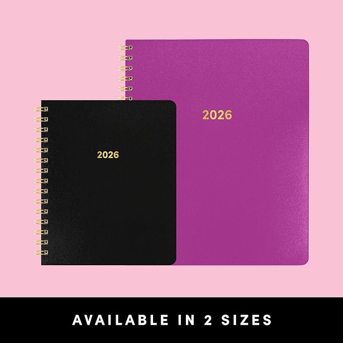 PAPERAGE 2026 Weekly & Monthly Planner, 12 Months (January 2026 - December 2026), 6.6 in x 8.1 in, Spiral Bound 2026 Planner with Weekly, Monthly & Yearly Views, Note Pages & Inner Pocket – Raspberry