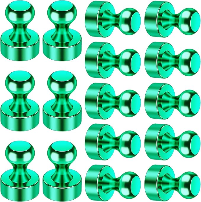 VNDUEEY 16 Pack Green Fridge Magnets, Strong Magnets for Whiteboard, Dry Erase Magnet, Small Magnet for Kitchen, Office, School, Locker, Map Decorative