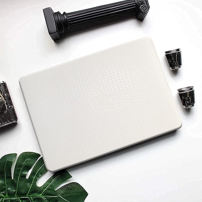 DTangLsm Compatible with MacBook Air 13 inch Case 2021 2020 2019 2018 Model M1 A2337 A2179 A1932 with Touch ID, Crocodile Leather Hard Shell Faux Alligator Laptop Case Snake Skin&Keyboard Cover, White
