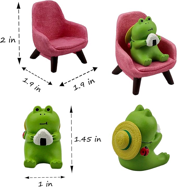 Miniature Frog Figurines Statue - Cute Frog Sculpture for Outdoor Fairy Garden and Desk Decorations - Adorable Frog Figurine Statue Decor for Plant Shelf Desk Office Bedroom(Pink Sofa)