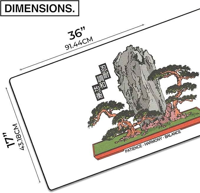 MPCO. OZGMX Large Gaming Desk Pad - 36" x 17" Duraglyde Fabric Bonsai Desk Mats - Non-Slip, Washable, Smooth Glide for Precision Gaming & Work