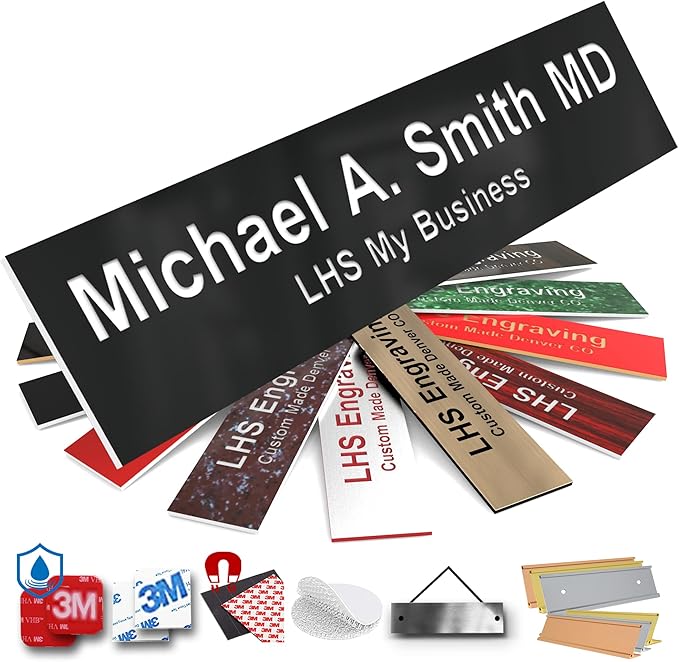 Engraved Custom Door Plate Black Plastic Office Door Sign with White Letters - Made in USA 2x6 B2