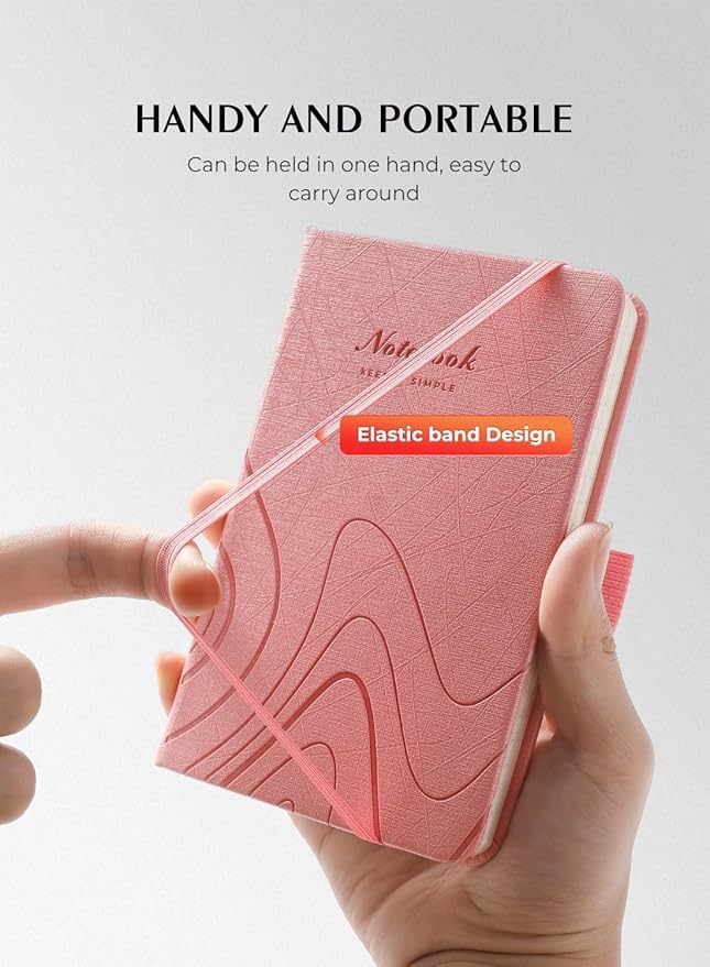 AISBUGUR Pocket Notebook, Small Notebook, 2-Pack Total 320 Pages,3.7" x 5.7" Pocket Notebook (2 Pack, Pink)