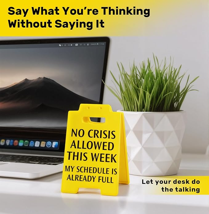Funny Office Desk Decor No Crisis Allowed This Week Sign, Fun Gag Gifts for Coworkers Teammate Employee Boss Lady Manager Principal, Desk Accessories for Work, Cubicle Decor Birthday Gifts for Women Facility Administrator, Team Office Supplies