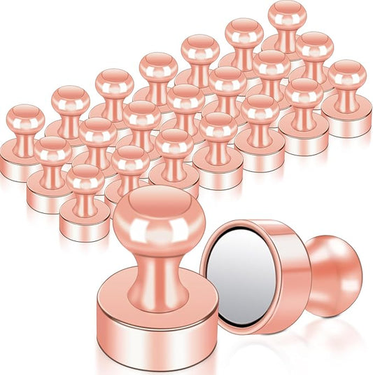 22 Pack Fridge Magnets, Rose Gold Strong Magnets for Whiteboard, Push Pin Refrigerator Magnets Small Strong Rare Earth Magnets Neodymium Magnet for Office, Classroom, Kitchen, Home