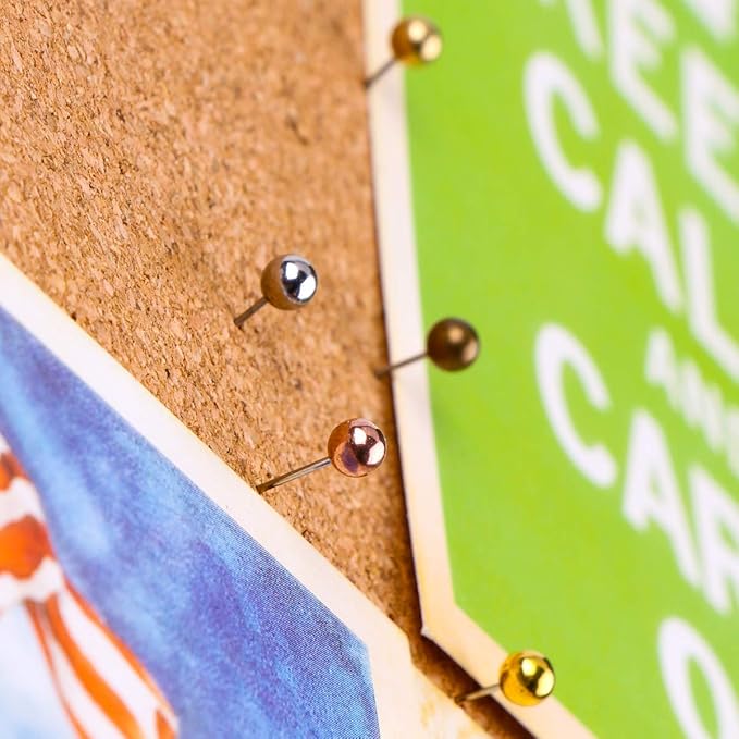 Yalis Push Pins Map Tacks 1/8-Inch Metallic Color Beads Head Marking Pins, 6 Colors, 360-count