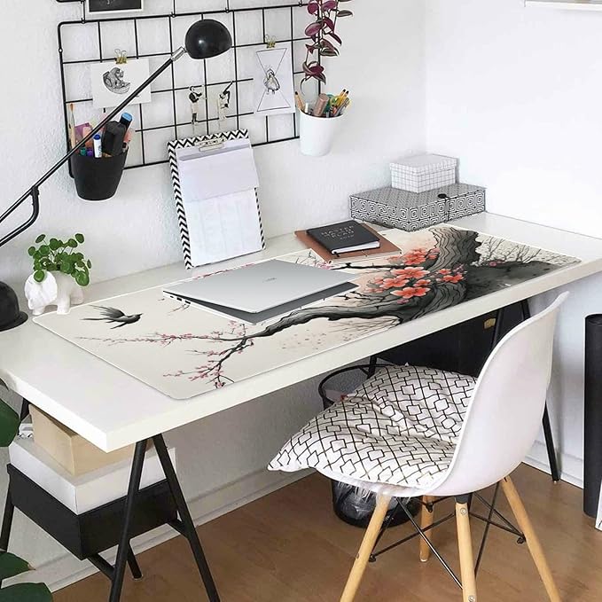 Japanese Cherry Blossom Style XXL Mouse Pad - Non-Slip Mouse Protector for Gaming, Office and Home - Large 31.5 x 11.8 Inch Gaming Pad for Mouse and Keyboard