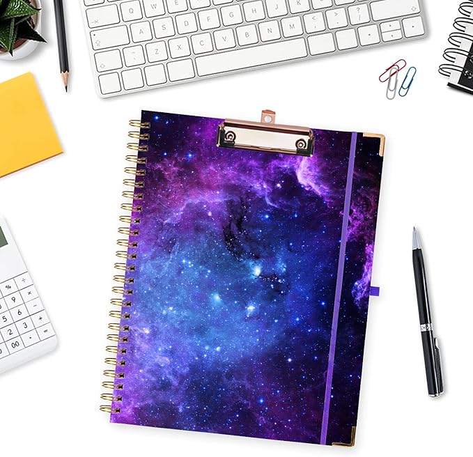 Lateefah Clipboard with Storage, File Folders with Pockets, Nursing Clipboard with Label Stickers and Notepad, Spiral Clip Board with Pen Loop for School, Office Supplies