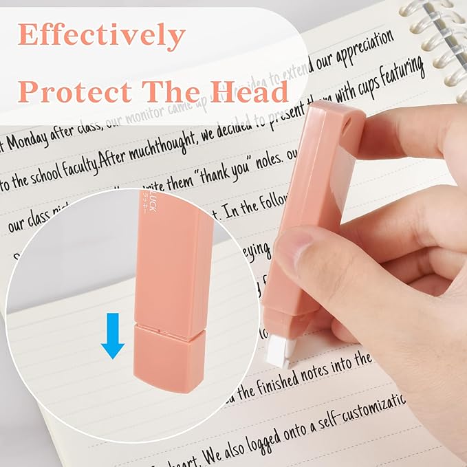 Temiary 6Pcs Mini White Correction Tapes, Quick Dry Smooth Pull Out for Writing, Aesthetic Cute Correction Tape Set Easy To Use for Students School Office Supplies (Pink)