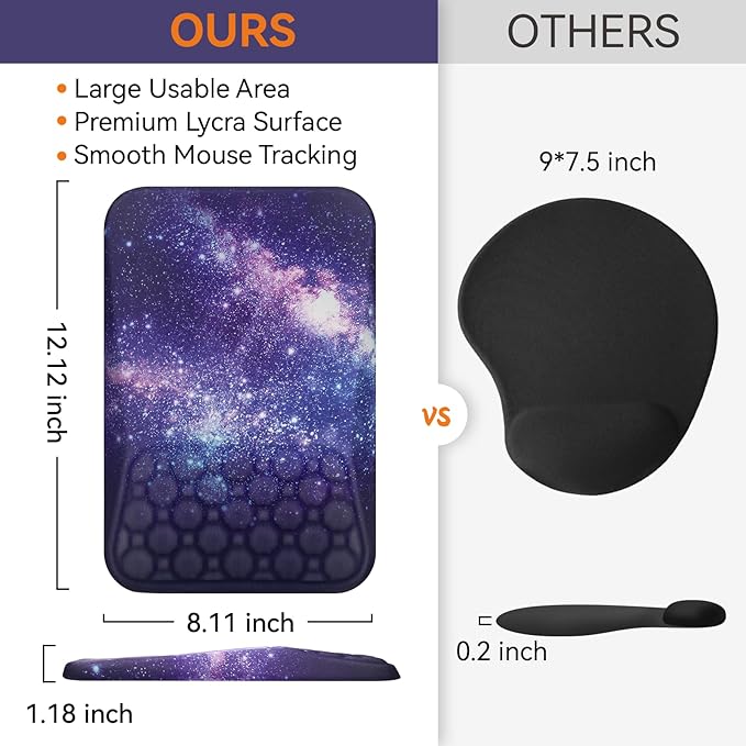 Ospelelf Ergonomic Mouse Pad with Wrist Rest Computer Comfortable Pain Relief Mousepad Wrist Support Bluish Violet