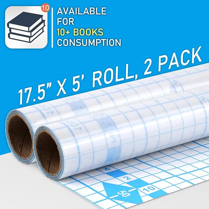 Chell 2 Pack Clear Contact Paper Roll for Books, 17.5in x 5ft Clear Self Adhesive Book Cover Paper Protector