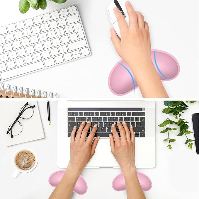 Dapesuom Mouse Wrist Rest, Ergonomic Memory Foam Mouse Wrist Support, Leather Hand Rest Pad Cushion for Gaming, Office, Laptop, Wireless Mouse, Men, Women, Pain Relief & Easy Typing, Rose Pink