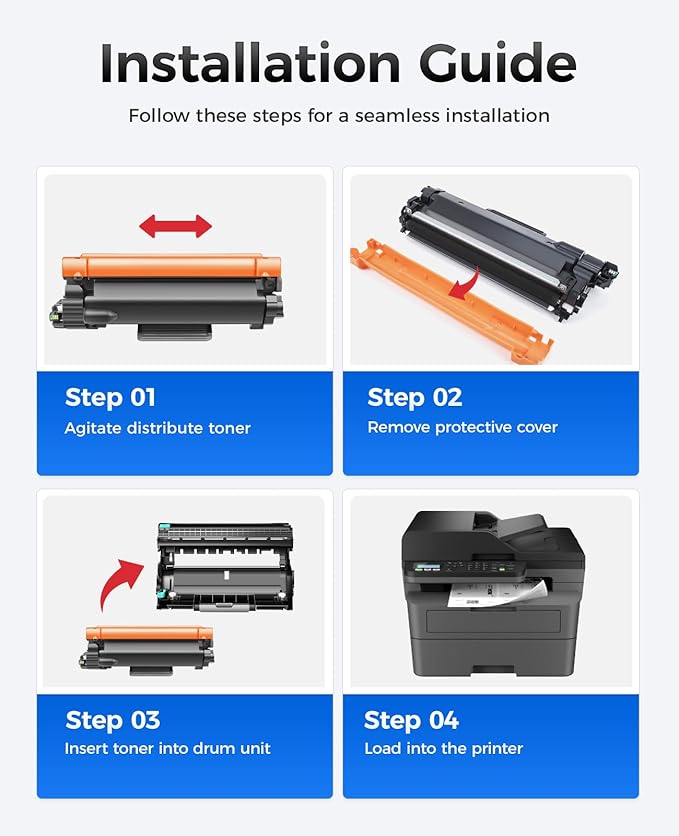 TN830XL Black Toner Cartridge 2-Pack High Yield Replacement for Brother TN830XL TN830 XL Compatible for HL-L2460DW HL-L2405W HL-L2480DW MFC-L2820DW DCP-L2640DW MFC-L2900DW HL-L2400D Laser Printer Ink
