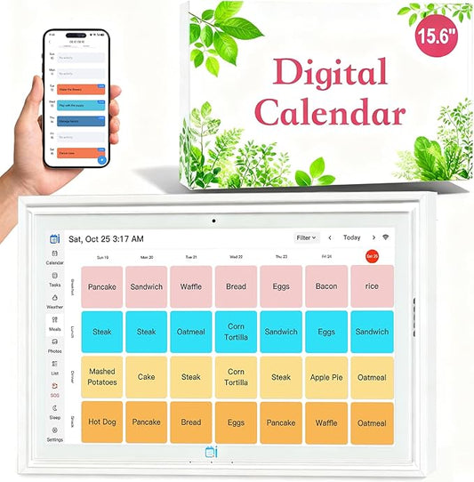 Digital Calendar wall touch screen 15.6",Electronic Calendar for family Planner and Chore Chart, WiFi Sync, , Meal Planner and Home Organizer, Syncs with Multiple Calendars(google calendar) Online, Horizontal, Vertical, and Wall Mountable