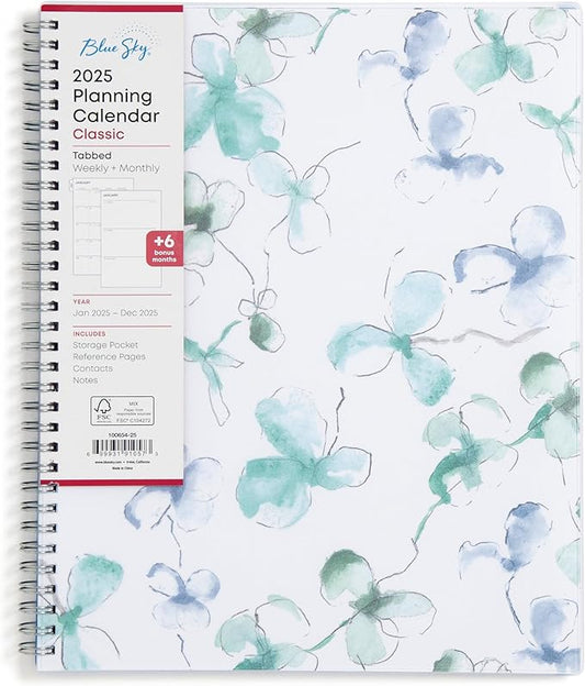 Blue Sky 2025 Weekly and Monthly Planner Calendar, January 2025 - December 2025, 8.5" x 11", Flexible Frosted Cover, Laminated Tabs, Wirebound, Storage Pocket, Lindley