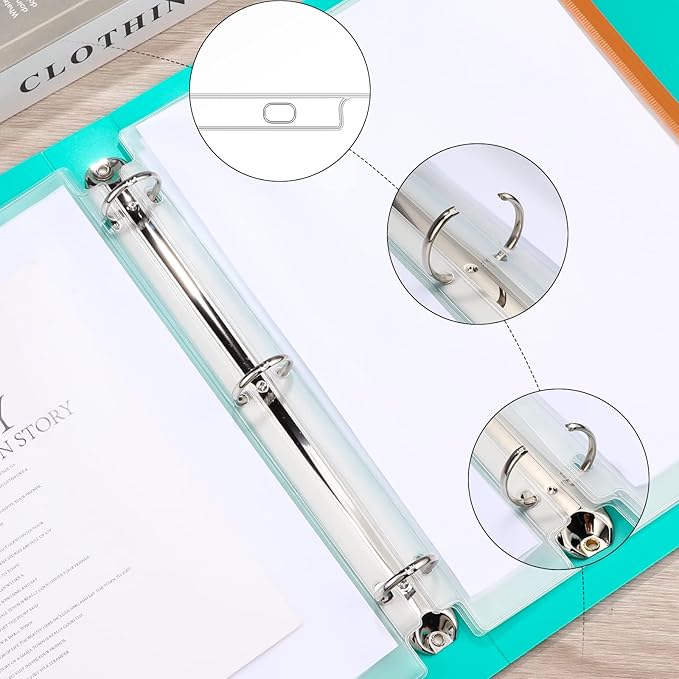 40 Pieces Binder Pockets 3 Hole Zipper Pouch 3 Ring A4 Pockets with Zipper Binder Folders Plastic Pouches Loose Leaf Bags Waterproof PVC Document Filing Bag (Colorful)