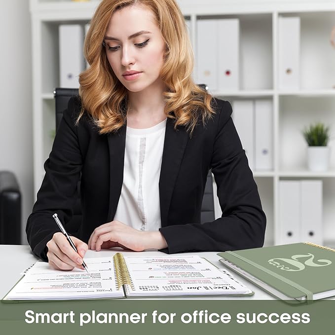 2026 Planner, Weekly and Monthly Calender Planner, Jan 2026 to Dec 2026, Hardcover 2026 Calendar Planner Book with Tabs & Inner Pocket, Office Home School Supplies for Women & Men - A4 (8.5" x 11"), Green