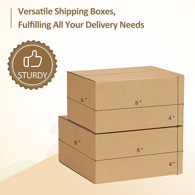 Eupako 8x8x4-Small-Shipping-Boxes-30-Pack-Brown-Corrugated-Box-Mailers, Cardboard Boxes for Packaging Small Business, Mailing