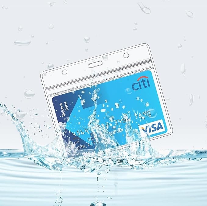 100 Pack Horizontal ID Badge Holder with Clip, Universal Waterproof PVC Transparent Name Tag Holder with Sealed Zipper(2.3 × 3.6 inch)