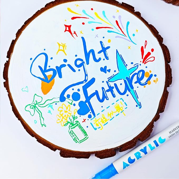 kander Direct High Gloss Acrylic Marker, 12 Colors Acrylic Paint Pens with Bullet Tip, Nicety Fine Tip Gel Pens for Teenagers, Multi-Purpose Art Supplies for Rock Painting, Crafts, DIY