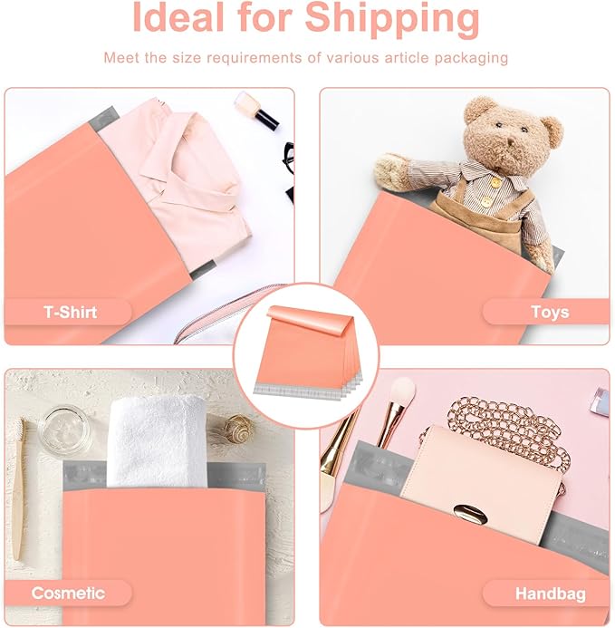 Metronic Poly Mailers 10x13 300 Pcs, Strong Adhensive Shipping Bags for Clothing, Medium Mailing Bags for Small Business, Shipping Envelopes, Tear-resistant Packing Bags in Peach Pink