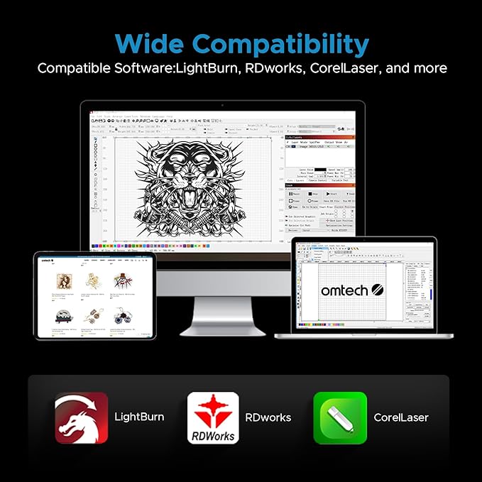 OMTech 90W CO2 Laser Engraver, 28"x20" Laser Engraving Machine with Autofocus 2 Way Pass-Throughs Built-in Air Assist, Commercial Laser Cutting Etching Machine for Wood Glass Acrylic Leather More