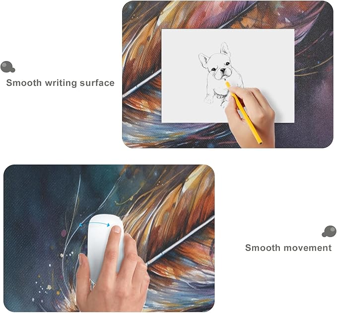 Colorful Feather Mouse Mouse Pad - Non-Slip XL Gaming Mat for Office and Home, 35.5 x 16 Inch