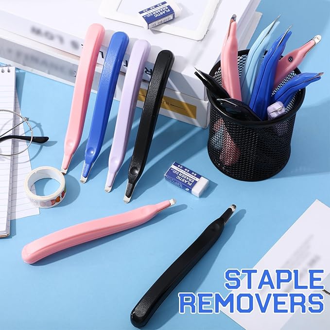 Crtiin 24 Pcs Magnetic Staple Remover Bulk Staple Remover Puller Removing Pen Operation Christmas Tool Gifts Rubberized Office School Gift (Macarons Color)