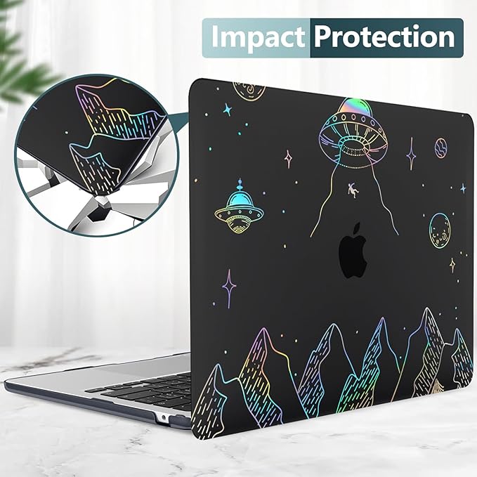 KEROM Clear Black Case for MacBook Pro 16 inch 2025-2021 M4 M3 M2 M1 Pro/Max Chip A3403 A3186 A2991 A2780 A2485, Protective Aesthetic Plastic Hard Shell Case & Keyboard Cover, Planet