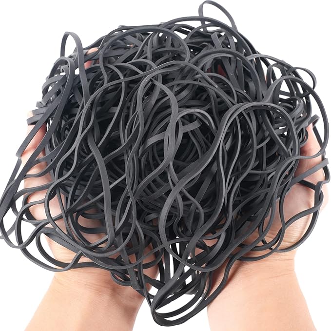 Black Heavy Duty Large Rubber Bands 140 Pack, Fits 8-33 Gallon Trash Cans, 7x1/8 Inches, Rubber Material
