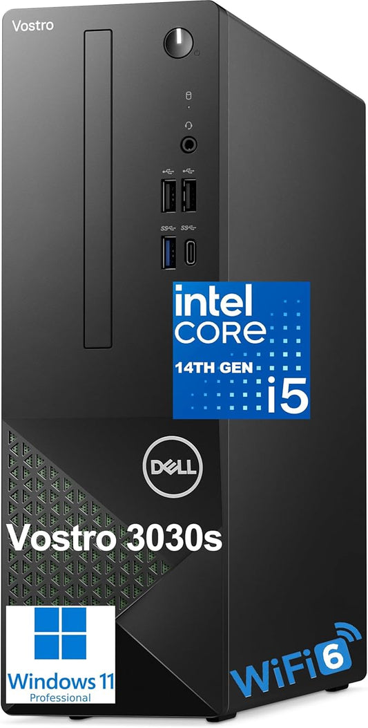 Dell Vostro 3030s Small Desktop SFF Business Computer, 14th Gen Intel 10-Core i5-14400 (Beat i7-13620H), 32GB DDR5 RAM, 1TB PCIe SSD, WiFi 6, Bluetooth, Type-C, DisplayPort, HDMI, Windows 11 Pro