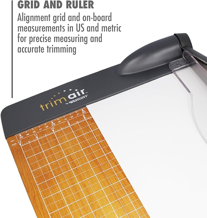 Westcott 12'' TrimAir Wood Guillotine Paper Cutter & Paper Trimmer, 30 Sheet (15106)