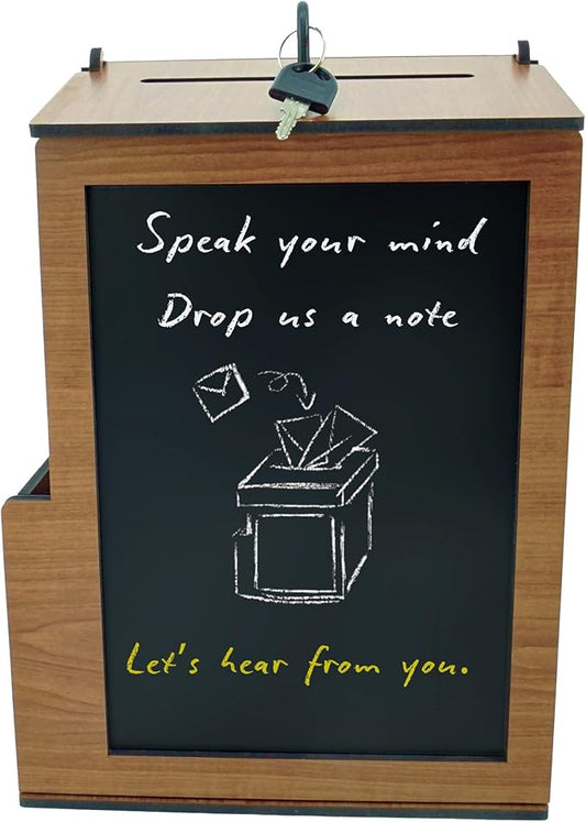 Shumei Lockable Box for Voting Suggestions Opinions and Tips - Wooden, Ideal for Offices Community Centers Bars and Banquet Halls
