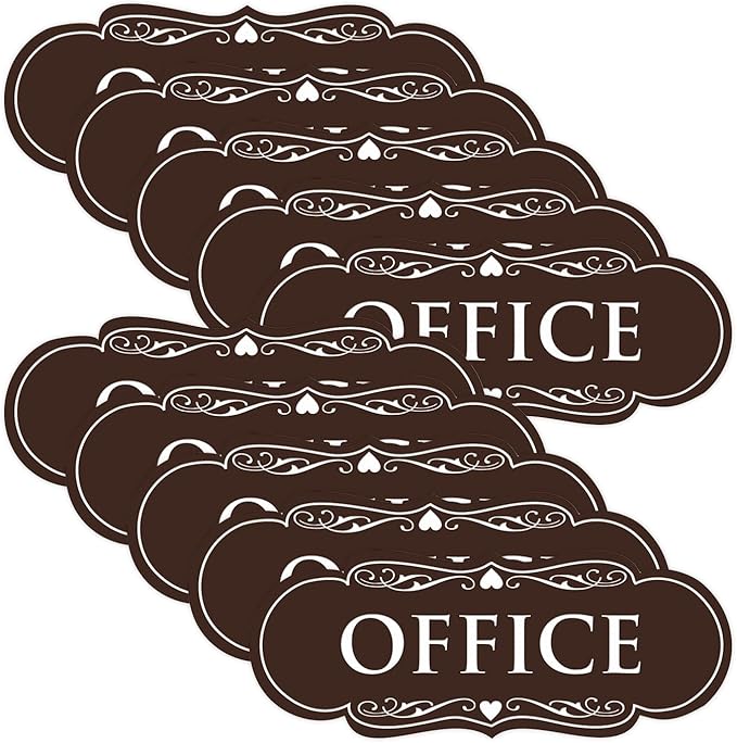 All Quality Designer Office Sign | Easy Installation ‌ - Dark Brown - Medium (10 Pack)