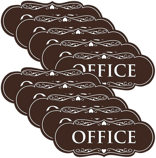 All Quality Designer Office Sign | Easy Installation - Dark Brown - Large (10 Pack)