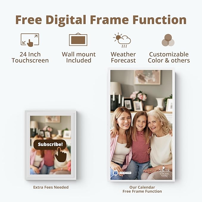 Dragon Touch 24 inch Digital Calendar Chore Chart – Interactive Touchscreen, Smart Family Planner, Hearth Display Desk Digital Calendar Seamless Scheduling