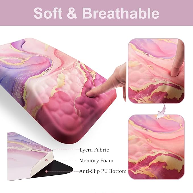 Ospelelf Ergonomic Mouse Pad and Keyboard Wrist Rest Support, Wrist Rest for Computer Keyboard, Office, Gaming, Pink