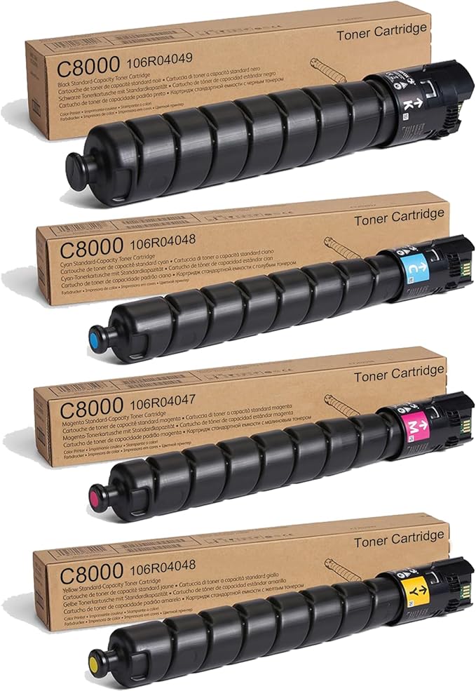 High Yield Versalink C8000 Toner Cartridges Replacement for Xerox 106R04049 106R04046 106R04047 106R04048 Compatible for Xerox Versalink C8000 C8000DT C8000DTM Printer (4-Pack)