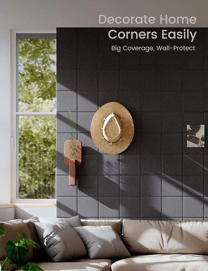 Large Felt Bulletin Board 36" x 24"Cork Board Alternative-6 Pack with 40 Safe Removable Adhesive Tabs, Cork Boards for Walls Cork Board for Home Office Classroom Pin Board-Black