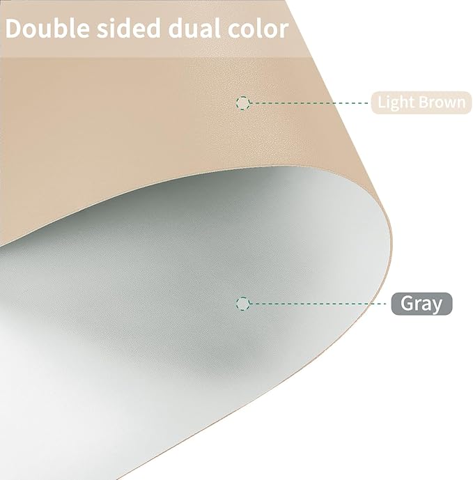 Leather Desk Mat,1.8mm Thick,15.75x63 Inch Desk Cover,Desk Protector Mat,Dresser Cover Top,Dresser Top Cover,Dresser Top Protector,Desk Covers On Top of Desks(Light Brown+Gray,15.75x63)