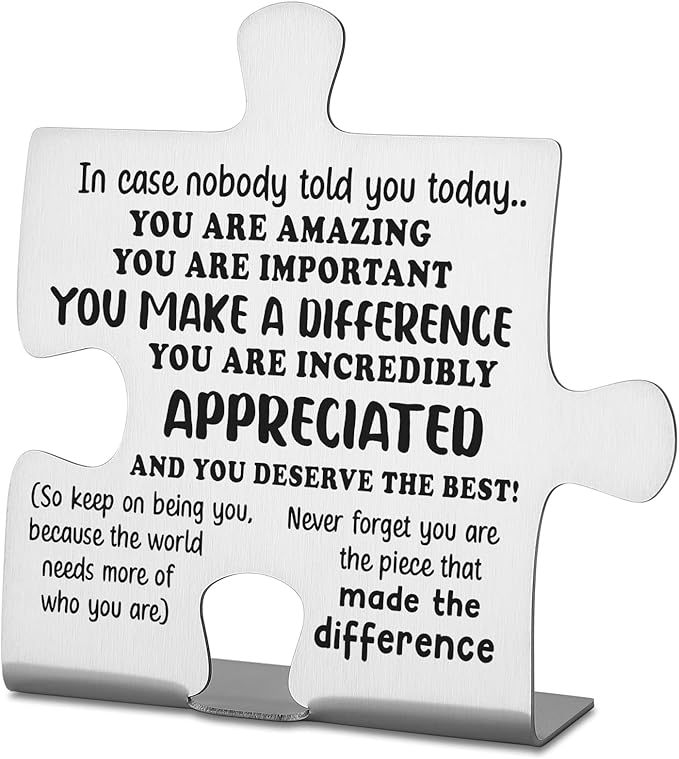 Inspirational Thank You Appreciation Gifts for Employees, Coworkers, Women, Men, Team Puzzle Piece Plaque Gift, Team Christmas Team Work Office Desk Decor Gifts Signs Plaques WDD18