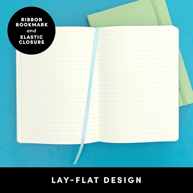 PAPERAGE Lined Journal Notebook, 3 Pack, (Blush, Mint, Lavender), 160 Pages, Medium 5.6 in x 8 in - 100 GSM Thick Paper – Hardcover Journaling Notebook for Work, School & Note Taking