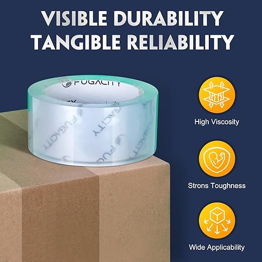 FugaCity Clear Packing Tape Refills (6 Rolls),Heavy Duty Packaging Tape for Moving Supplies,2.7 Mil Thick Shipping Tape, 1.88 Wide,65 Yards Per Roll,Total 390 Yards