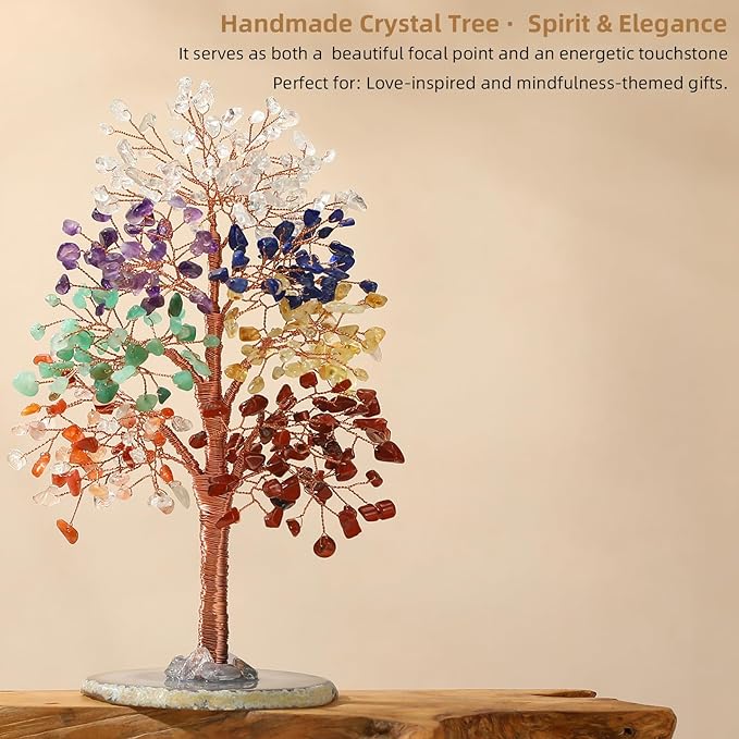 Hopeseed 7 Chakra Crystal Tree of Life Handmade Bonsai Healing Crystal Trees for Home, Desk, Living Room, Office Decor for Positive Energy, Good Luck Birthday Gifts for Women, Mom, Men