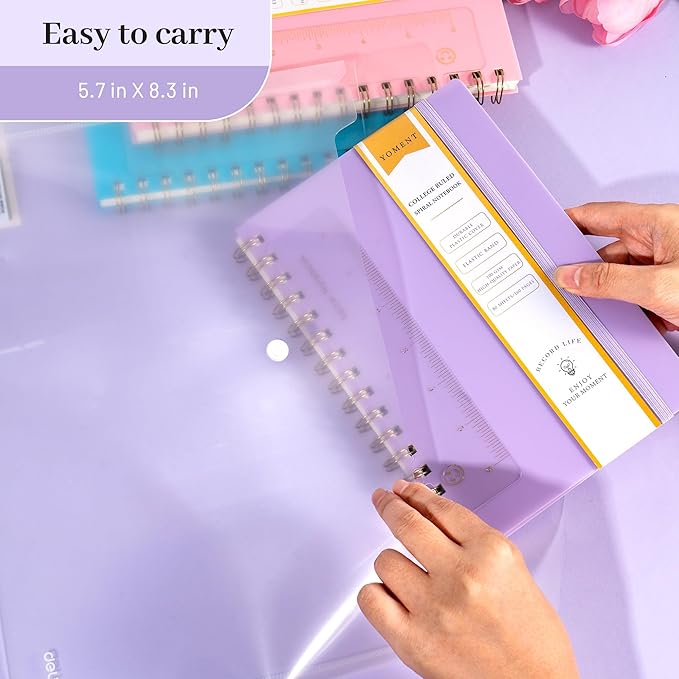 Yoment Spiral Notebook College Ruled A5 Spiral Bound Journal 160 Pages Thick Paper Plastic Hardcover Spiral Notebook 5x7 Wire Bound Notebooks for Note Taking School Office Supplies, Purple
