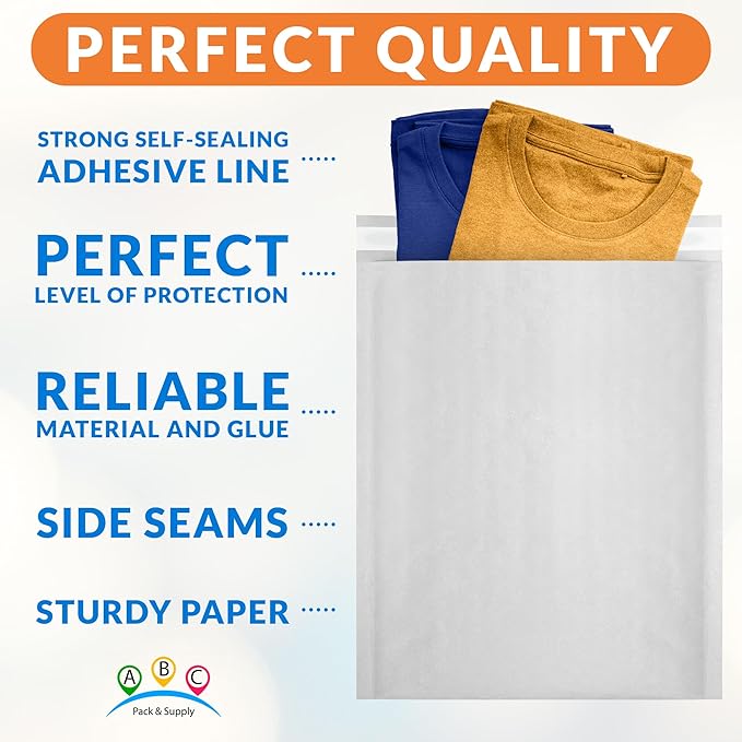 ABC PACK & SUPPLY White Kraft Bubble Mailer Envelopes, 14.25 x 19 Inches. 100 Pack Mail Padded Envelopes Self Seal. Kraft Bubble Mailers. Tear-Resistant Mailing Envelope Padded. Sturdy Paper Mailer